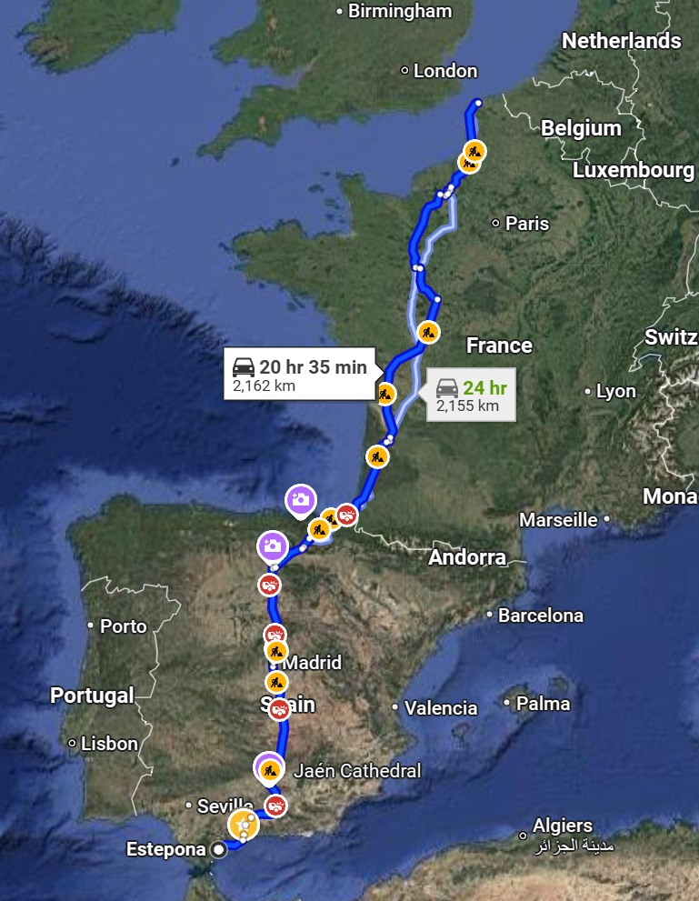 Calais to Estepona